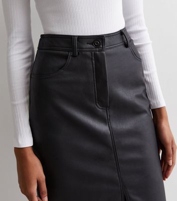 New look leather midi on sale skirt