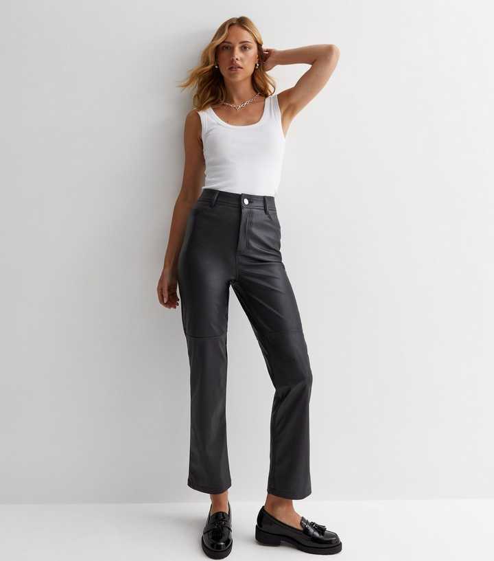 pu leather look trousers