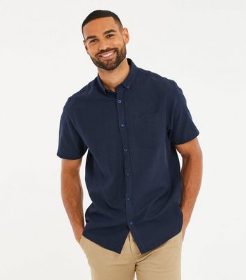 Threadbare Navy Linen Short Sleeve Shirt | New Look