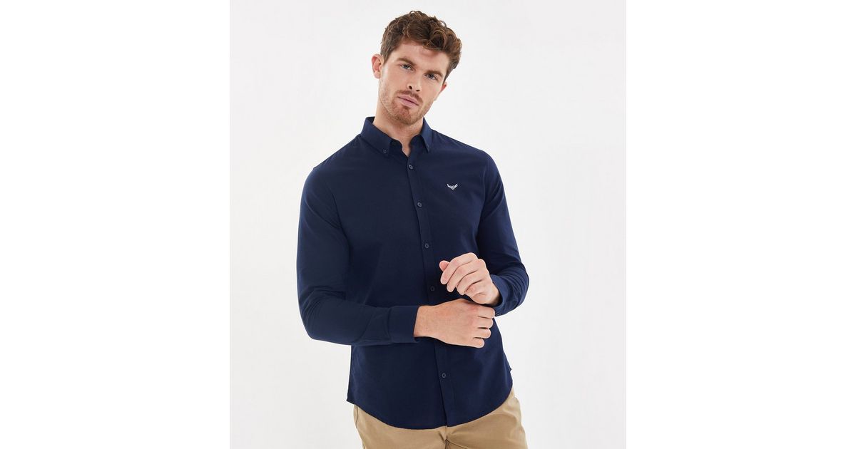 Threadbare Navy Logo Oxford Shirt New Look
