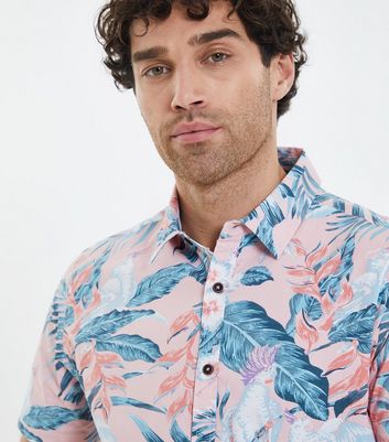 Men's Threadbare Mid Pink Tropical Short Sleeve Shirt New Look