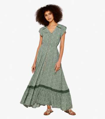 Apricot Green Spot Tiered Maxi Dress