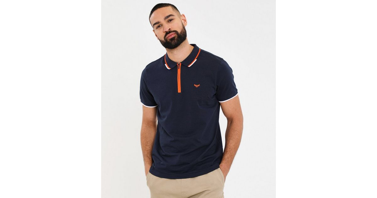 Threadbare Navy Contrast Logo Polo Shirt New Look