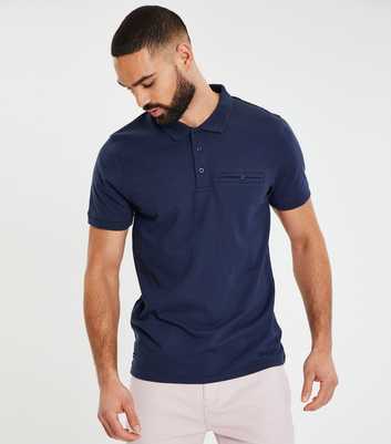 Threadbare Navy Pocket Logo Polo Shirt