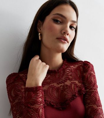 Burgundy Lace High Neck 2-in-1 Top