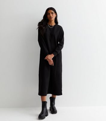 Black jersey dress long clearance sleeve