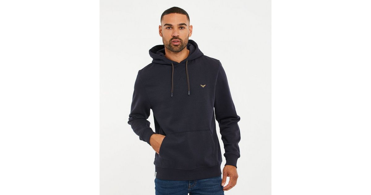 Threadbare Navy Logo Hoodie New Look