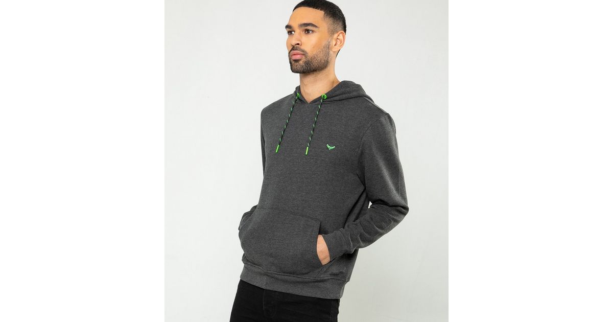 Threadbare Dark Grey Logo Hoodie New Look
