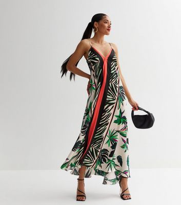 Off White Palm Print Strappy Maxi Dress | New Look