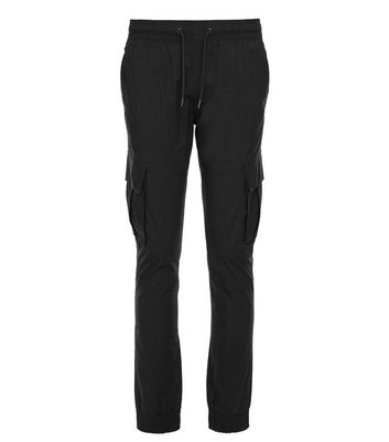 Mens black cuffed hot sale cargo pants