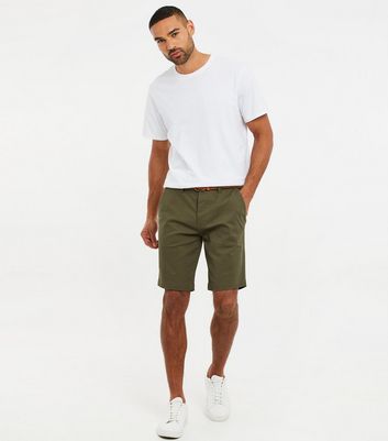 Men's Threadbare Olive Chino Shorts New Look