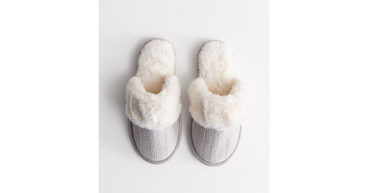 mens mule slippers grey