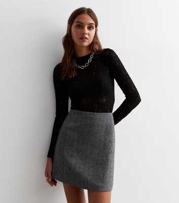 Grey Woven Mini Skirt