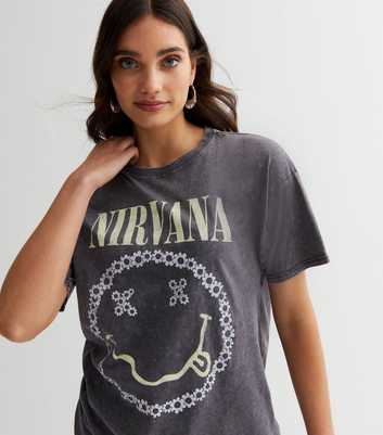Dark Grey Nirvana Logo Short Sleeve T-Shirt