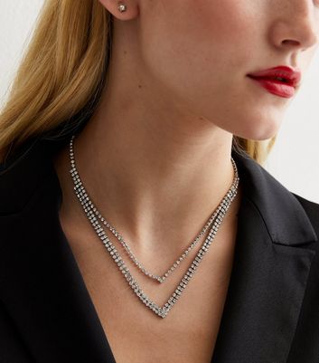 Silver Double Layered Chain Necklace – Fahrya