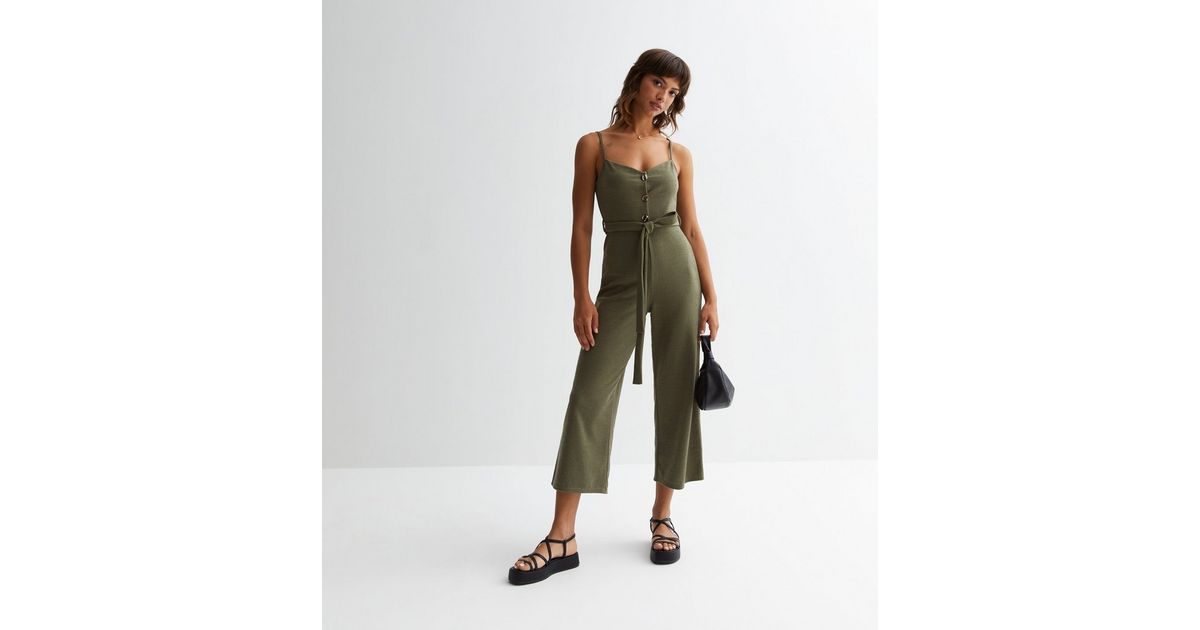 Khaki Patch Detail Jumpsuit 18100 main image 1