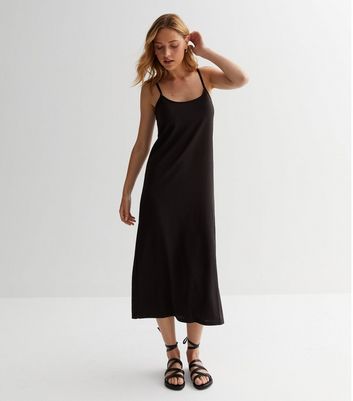 Black Crinkle Jersey Strappy Midaxi Dress New Look