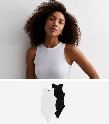2 Pack Black and White High Neck Bodysuits