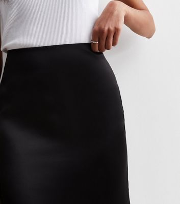 Black Satin Mini Skirt New Look
