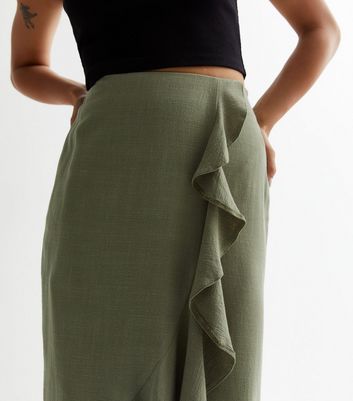 Ruffle on sale khaki skirt