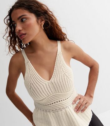 New look white crochet top online