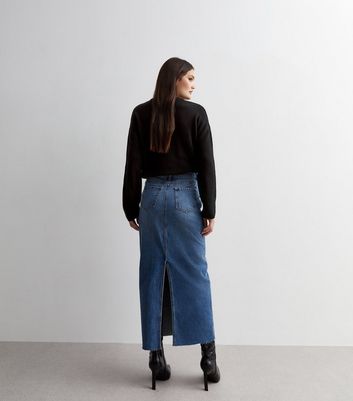 Blue Denim Tulip Maxi Skirt New Look