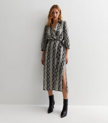 Grey midi hot sale wrap dress