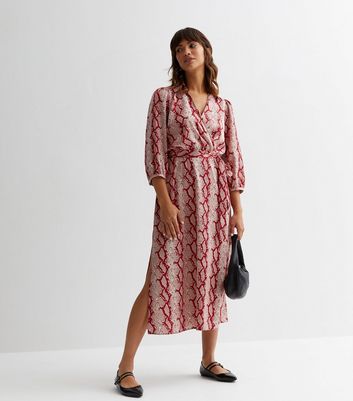 New look snake 2025 print wrap dress