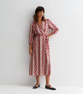 New look snake 2024 print wrap dress