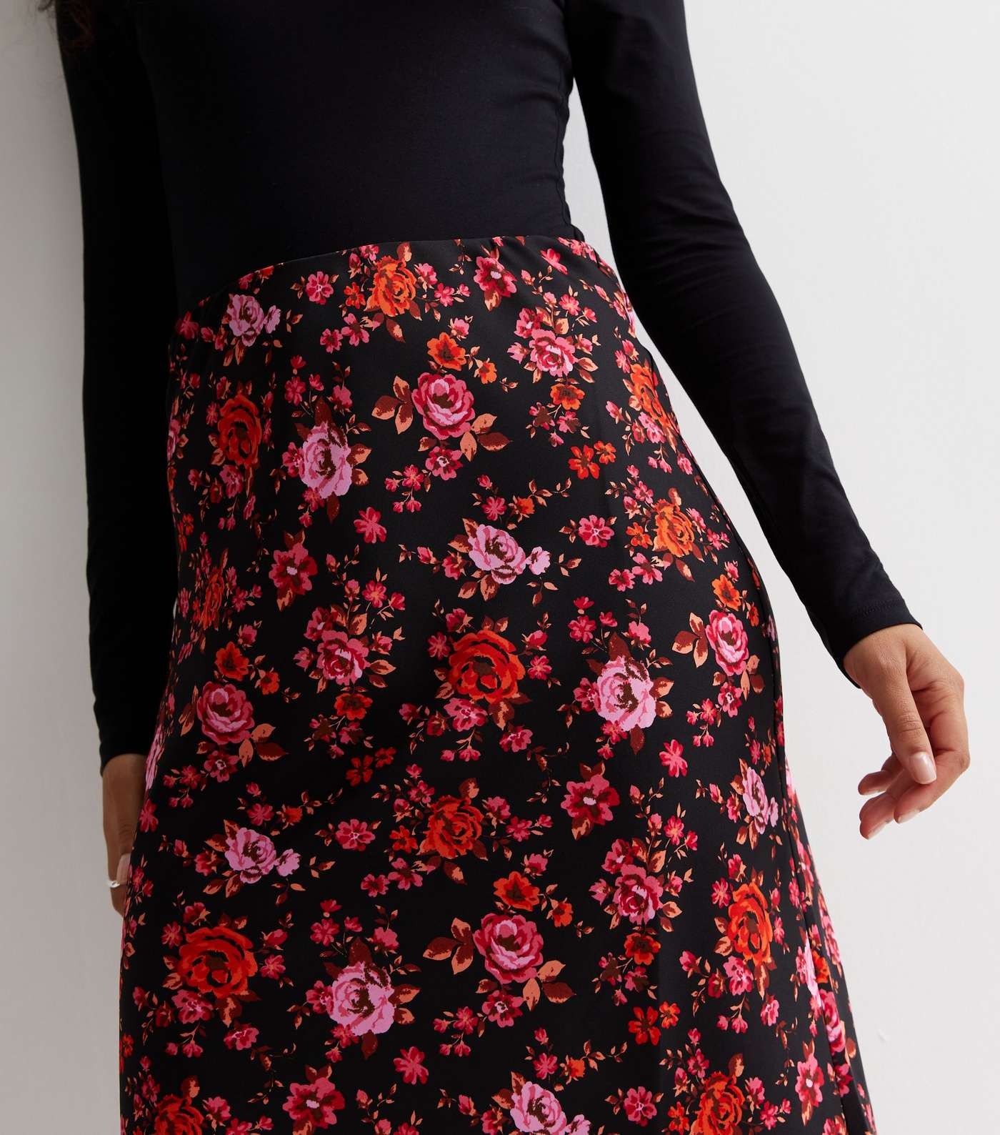 Tall Black Floral Midaxi Skirt Image 2