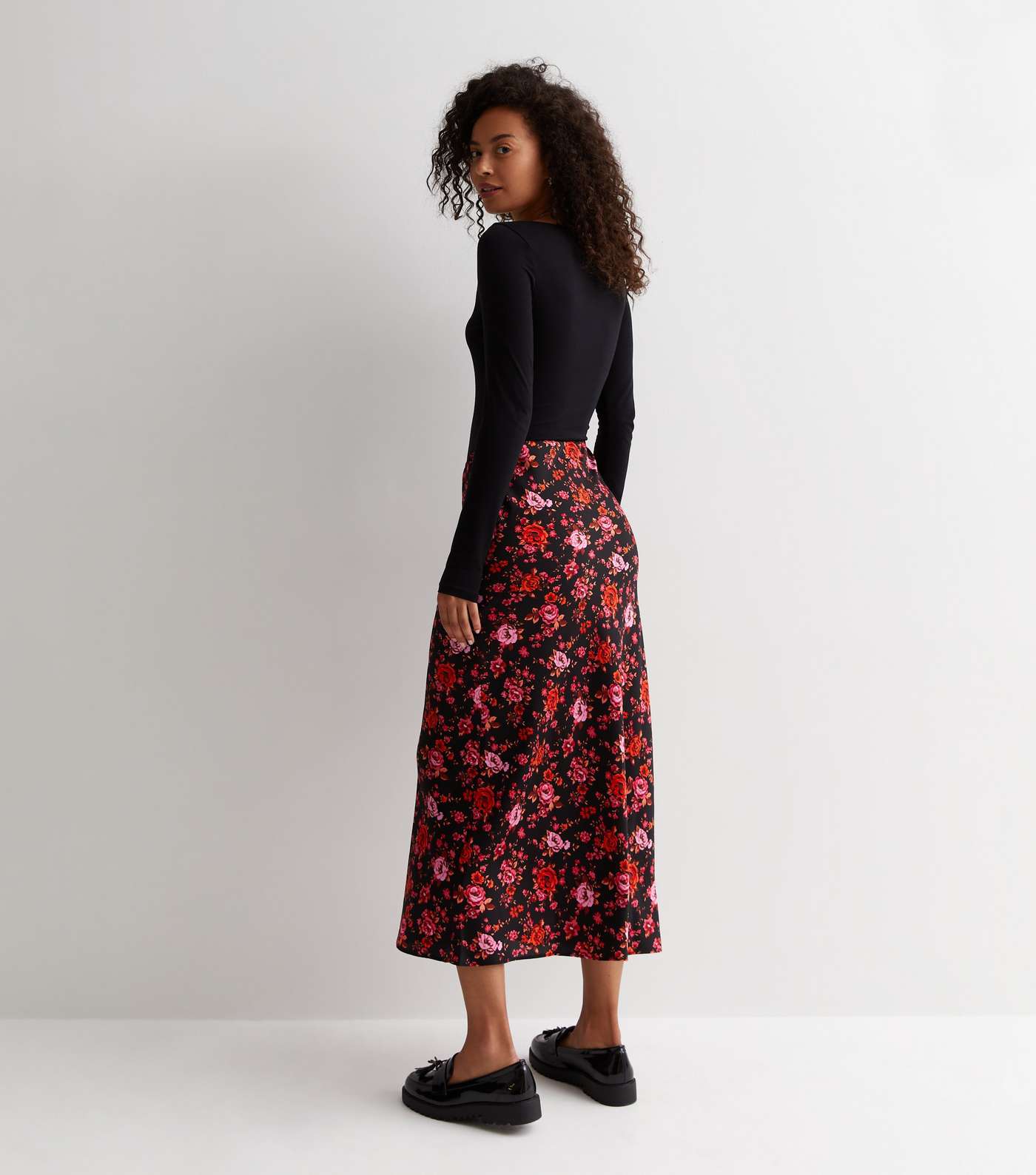 Tall Black Floral Midaxi Skirt Image 4