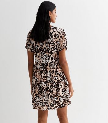 Button up clearance leopard print dress