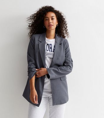 Long grey blazer coat sale