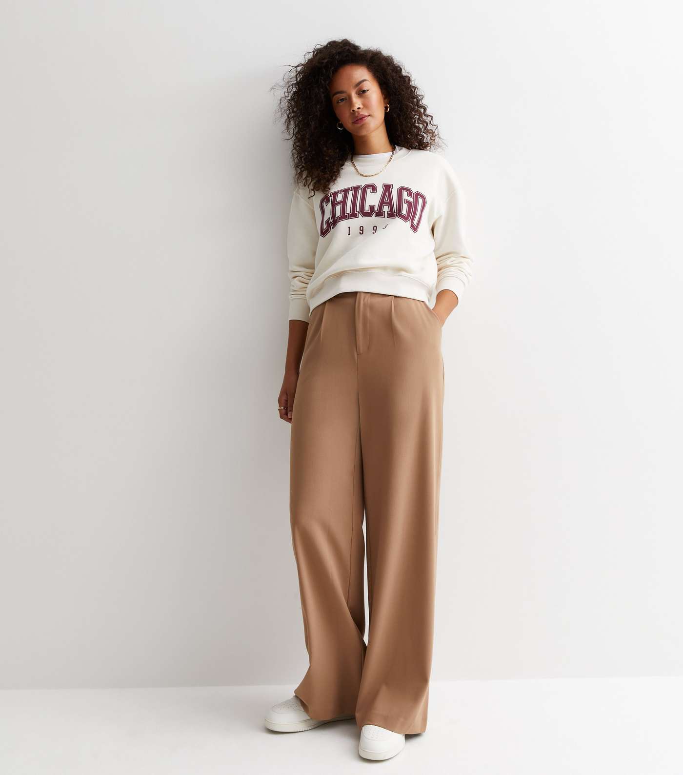Tall Camel Tailored Wide Leg Trousers Image 3