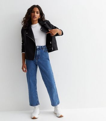 Leather look clearance biker jeans