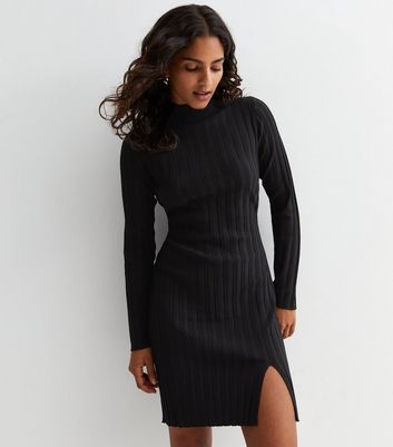 petite black knit dress