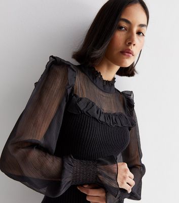 Black high neck outlet blouse