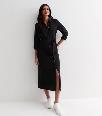 Black midi 2025 shirt dress uk