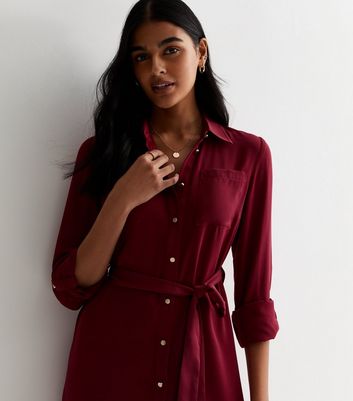 Shirt dress maroon outlet