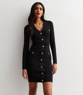 Black button down hot sale dress with sleeves