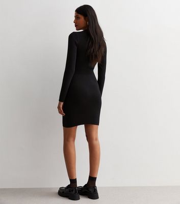 Black bodycon sales button up dress