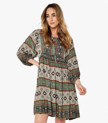 Apricot Green Paisley Patchwork Mini Dress | New Look