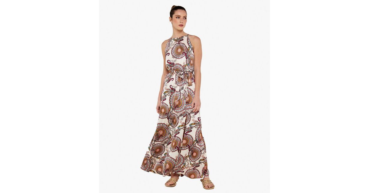 Apricot Off White Paisley Halter Maxi Dress New Look