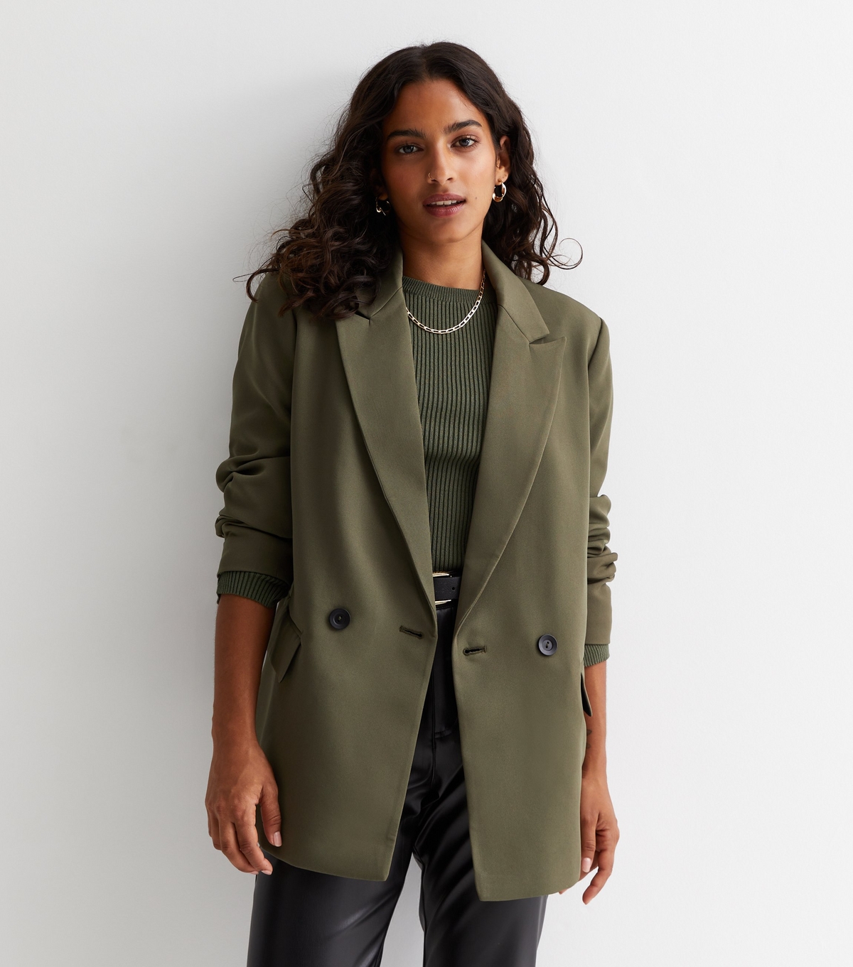 Women's Petite Khaki Oversized Blazer New Look