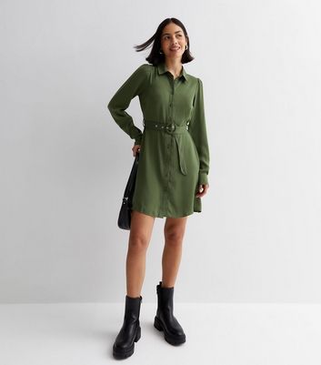 Topshop khaki belted mini sales dress