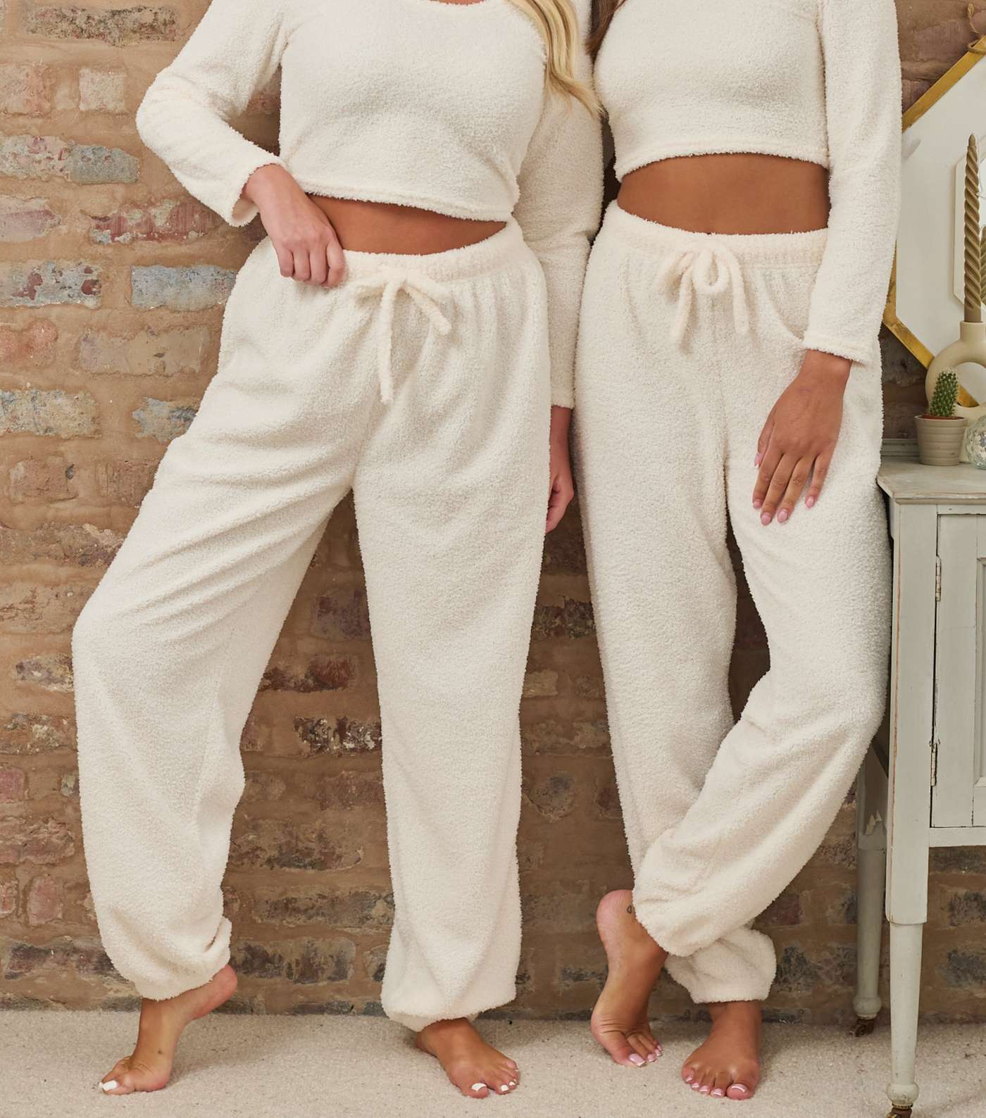 Loungeable Cream Soft Fuzzy Joggers Image 2