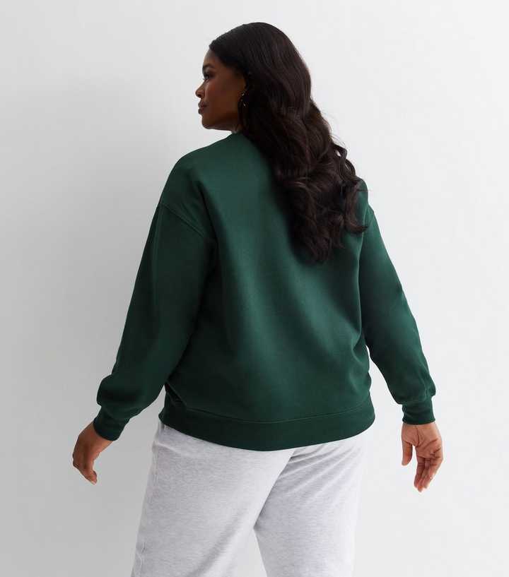 Curves Dark Green San Diego Logo Sweatshirt | New Look