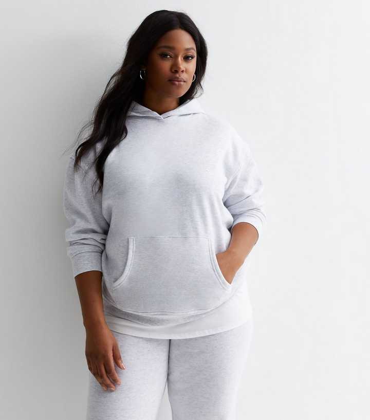 Curves Pale Grey Jersey Hoodie