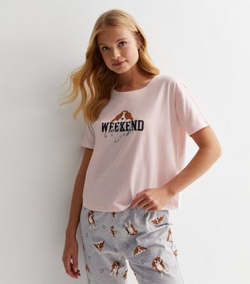 Pink Cuffed Jogger Pyjama Set with Beagle Print New Look