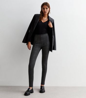 Petite Light Grey Check Zip Trousers | New Look